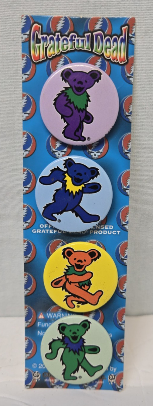 Grateful Dead Button Pin Set Licensed 4pc Lot Dancing Bears 2011